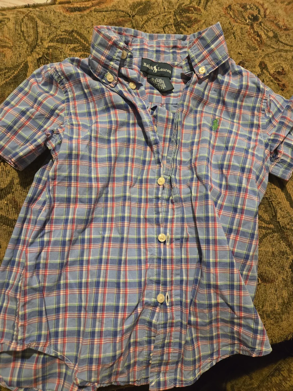 Ralph Lauren Boys' Blue Plaid Button-Down Shirt
